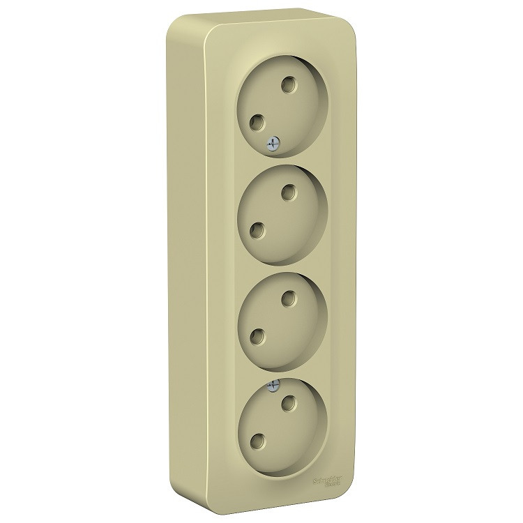 Розетка Schneider Electric Blanca BLNRA000417 четырехместная без заземления с изолирующей пластиной бежевая