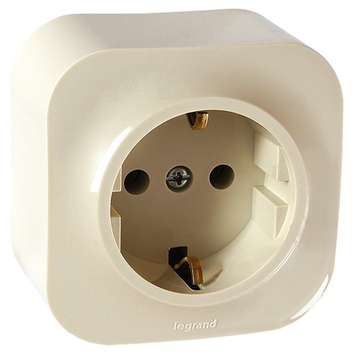 Розетка Legrand Quteo 782241 одноместная с заземлением Слоновая кость