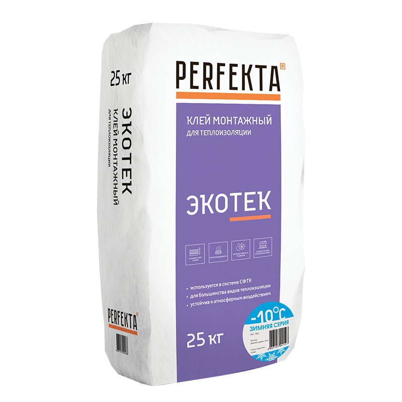 Клей для теплоизоляции Perfekta Экотек Зимняя серия 25 кг