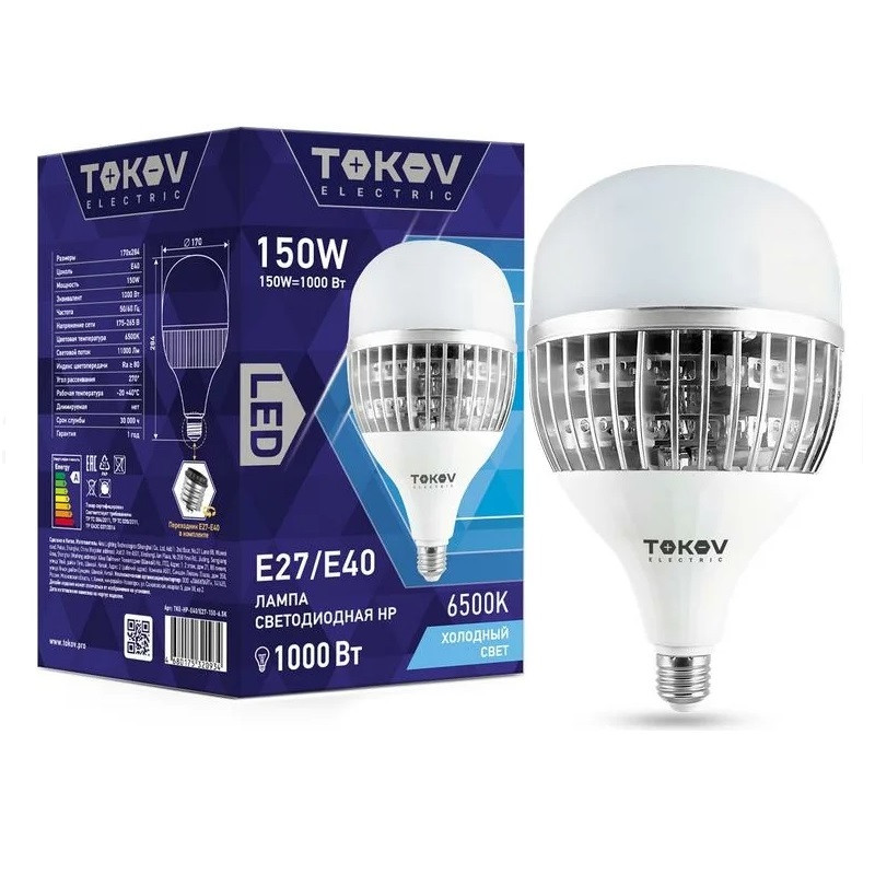 Лампа светодиодная Tokov Electric TKE-HP-E40/E27-150-6.5K 150Вт HP 6500К E40/E27 176-264В