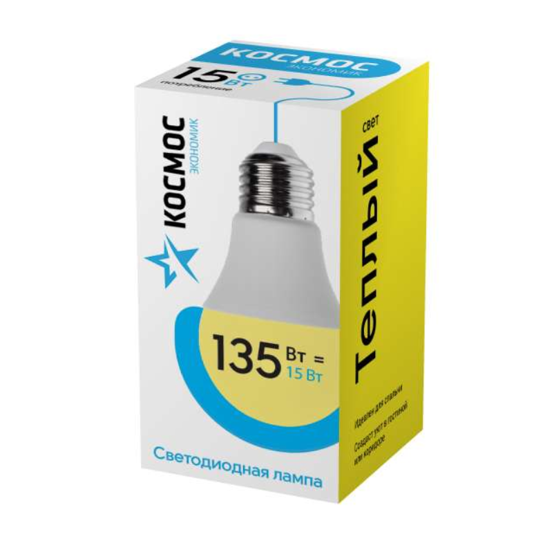 Лампа светодиодная Космос А60 15W Е27 3000K LkecLED15wA60E2730