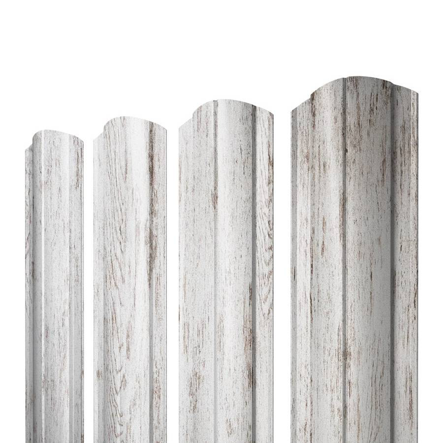 Штакетник П-образный Grand Line Print Elite 0,45 мм фигурный Snow Wood TwinColor резка