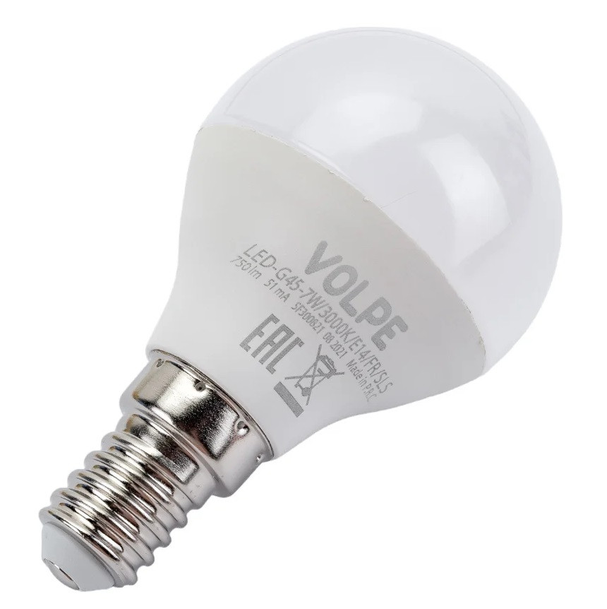 Лампа светодиодная Volpe LED-G45-7W/3000K/E14/FR/SLS шар Е14 7Вт 3000K