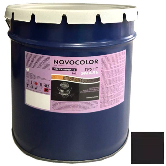 Грунт-эмаль 3 в 1 Novocolor черный глянцевый 20 кг