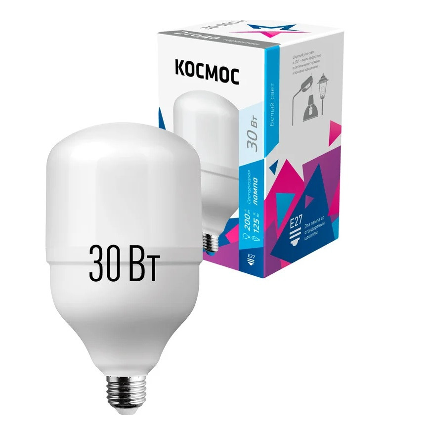 Лампа светодиодная Космос LksmHWLED30WE2745 HВтLED 30Вт 220В E27 4500К
