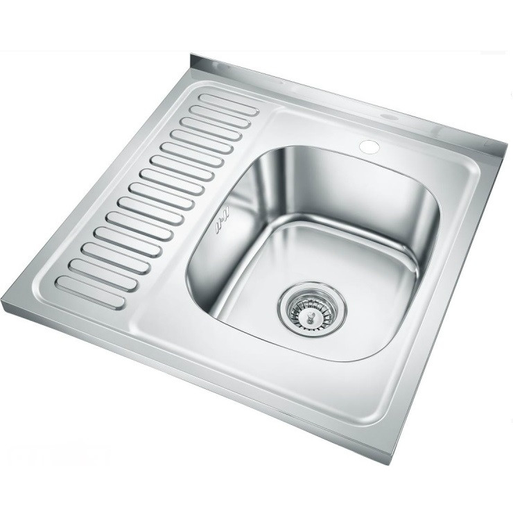 Кухонная мойка накладная Emar Steel 6060R глянец