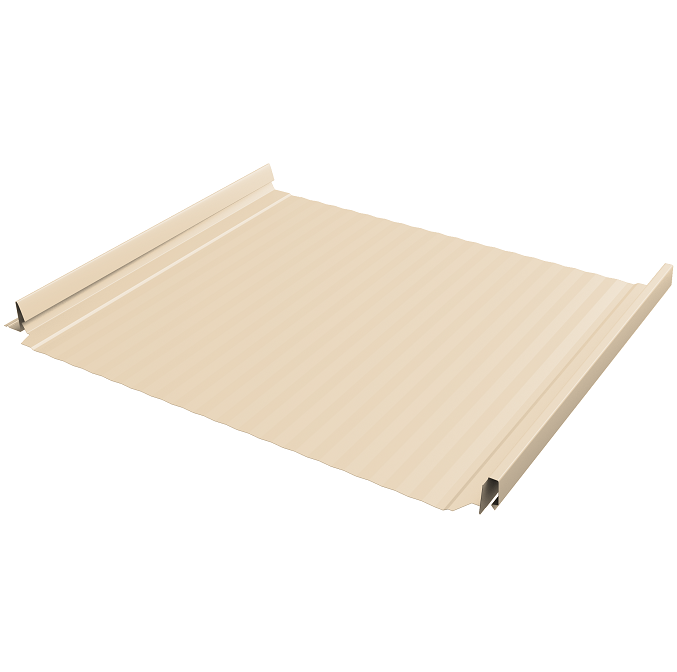 Кликфальц Grand Line Pro Gofr Satin 0,5 мм Ral 1015 светлая слоновая кость с пленкой на замках резка