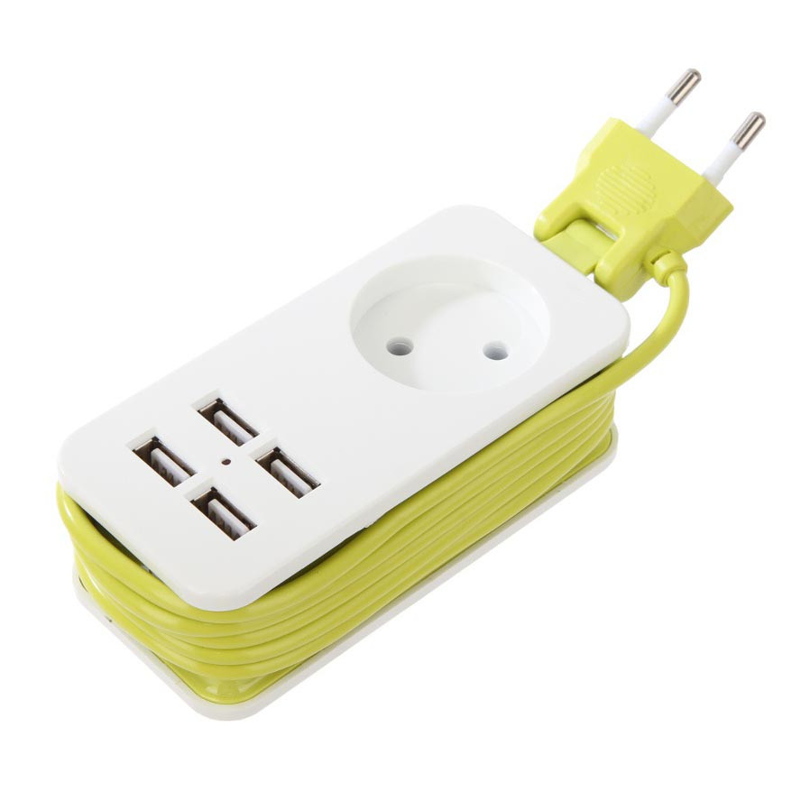 Удлинитель бытовой Uniel Travel S-CT1-1,5U White/Green LM 1,3 м 4USBх2,1A 1 розетка без заземления 500 Вт