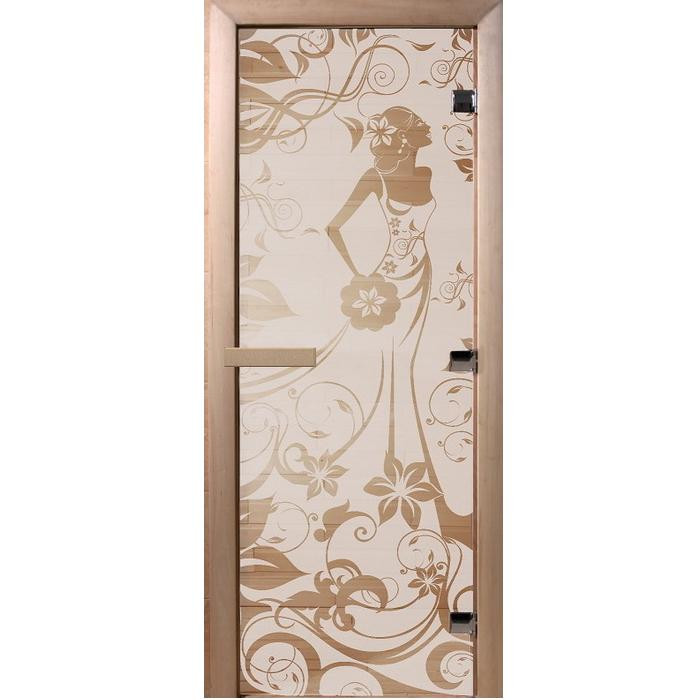 Дверь для бани Doorwood DW01058 800х2000 мм прозрачная Девушка в цветах