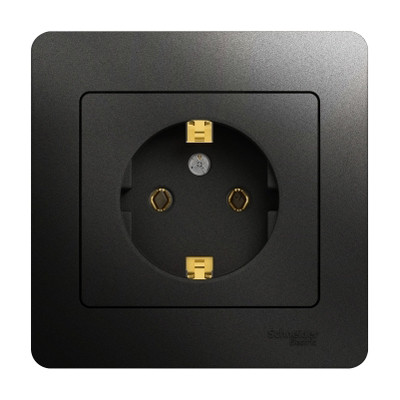Розетка Schneider Electric Glossa GSL000742 одноместная с заземлением антрацит
