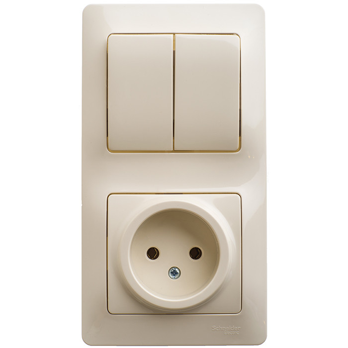 Блок розетки с выключателем Schneider Electric Glossa GSL000272 двухклавишный бежевый