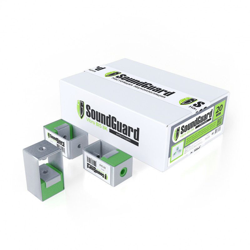 Виброизоляционное крепление SoundGuard Vibro Bis 8K 65х40х40 мм 20 шт в упаковке