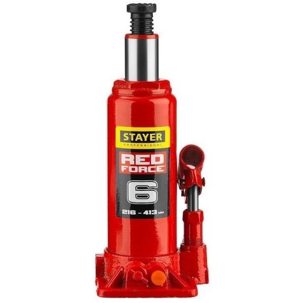Домкрат бутылочный гидравлический Stayer Red Force 43160-6-K_z01 6 т 215-415 мм