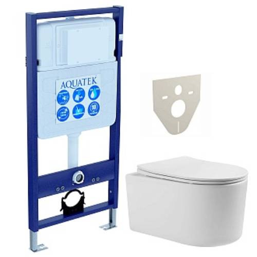 Комплект с системой инсталляции Aquatek Мия белый без клавиши и крепежа