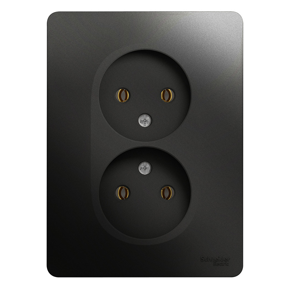 Розетка Schneider Electric Glossa GSL000720 двухместная без заземления антрацит