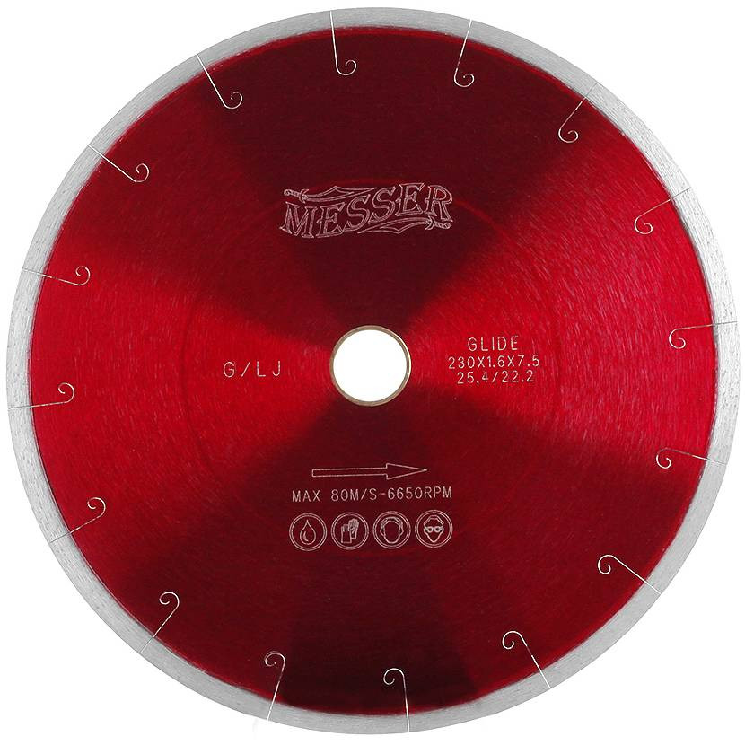 Диск алмазный для резки гранита Messer G/L J-slot 200D-1.6T-7.5W-22.2/25.4 мокрый рез