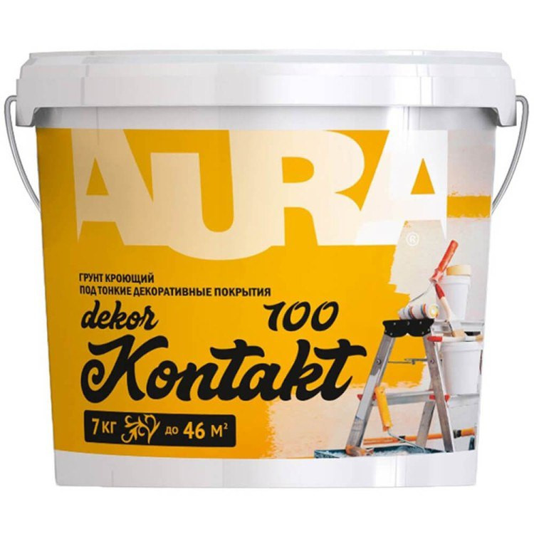 Грунт кроющий под тонкие декоративные покрытия Aura Dekor Kontakt 100 7 кг