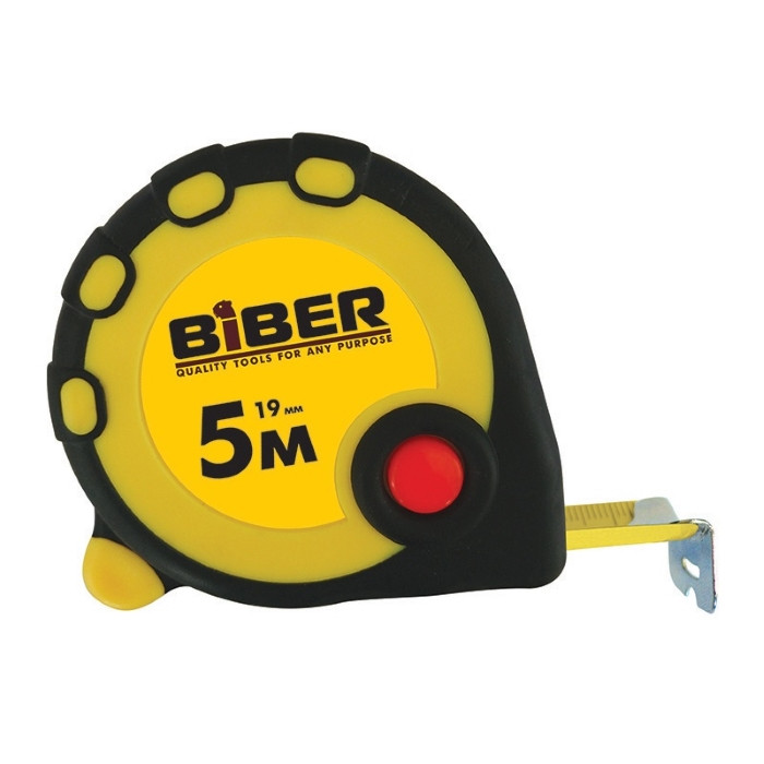 Рулетка измерительная Biber Standart 40092 прорезиненный корпус 19 мм х 5 м