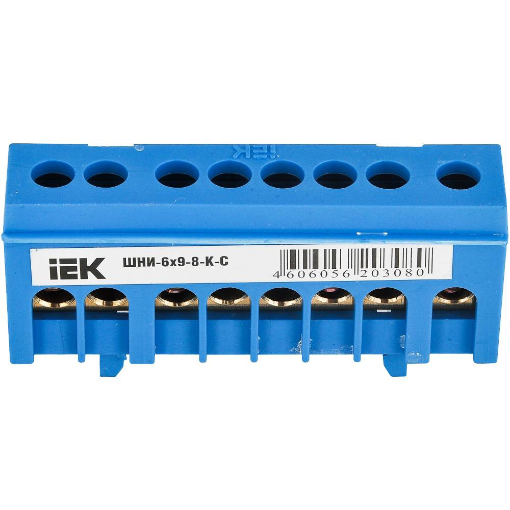 Шина нулевая IEK YNN10-69-8KD-K07 на DIN-рейку в корпусе ШНИ-6х9-8-К-С
