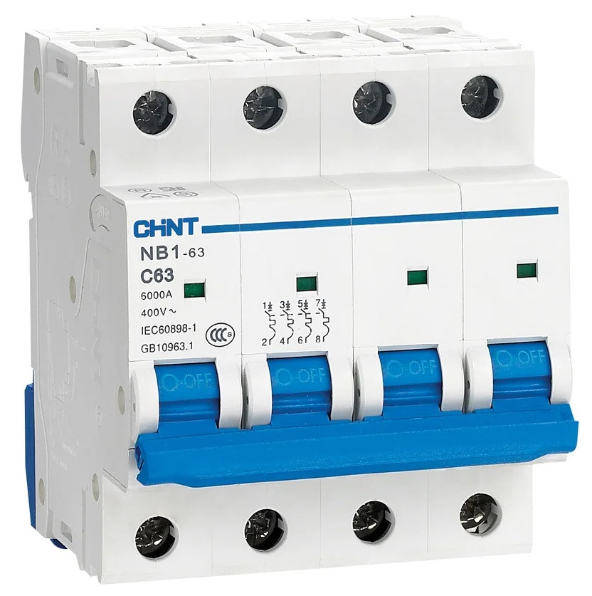 Выключатель автоматический модульный Chint NB1-63 (R) 1797524п C 63А 6кА