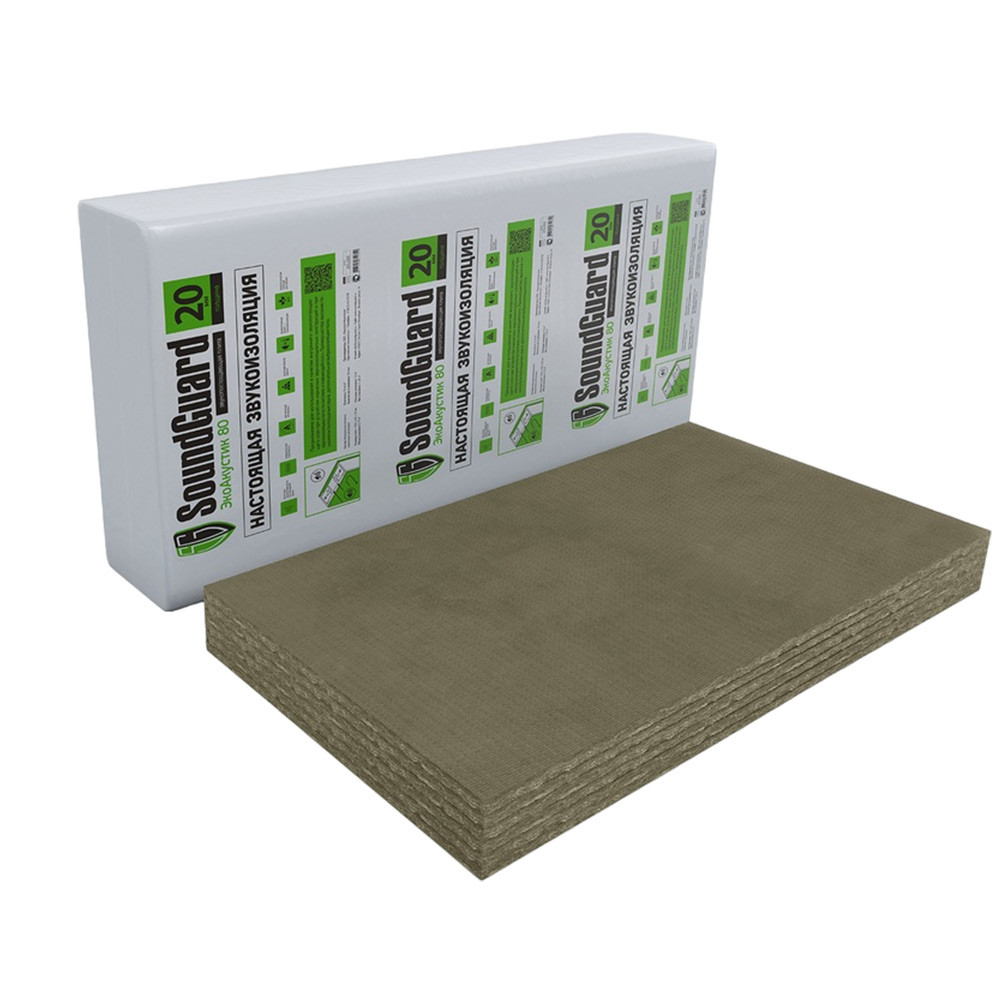 Плита звукопоглощающая SoundGuard ЭкоАкустик 80 205009 1200х600х20 мм