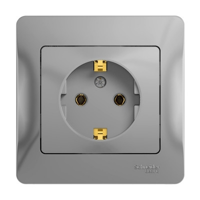 Розетка Schneider Electric Glossa GSL000342 одноместная с заземлением алюминий