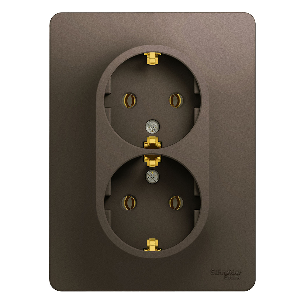 Розетка Schneider Electric Glossa GSL000824 двухместная с заземлением шоколад
