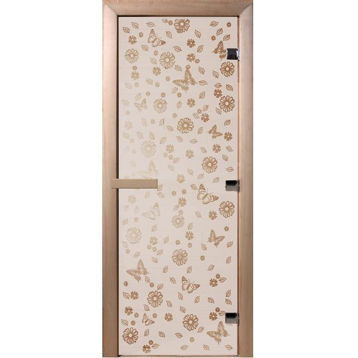 Дверь для бани Doorwood DW00976 800х2000 мм сатин Весна цветы