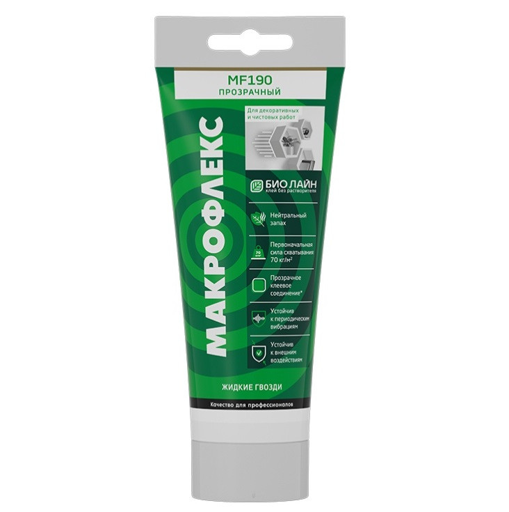 Клей монтажный Макрофлекс Bio Line MF190 ультрасильный прозрачный 185 г