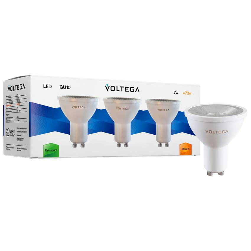 Лампа светодиодная Voltega Simple 7176 MR16 7W 2800K 38° GU10