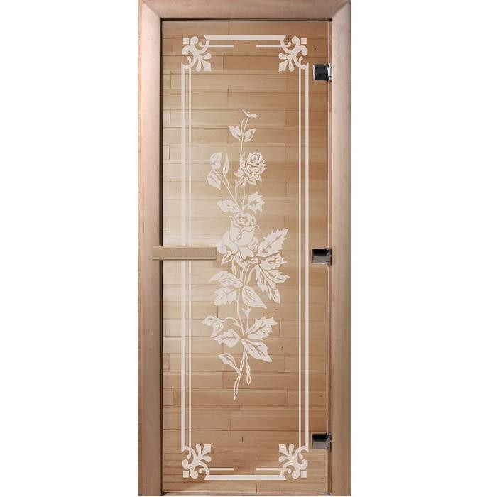 Дверь для бани Doorwood DW01322 700х1900 мм прозрачная Розы
