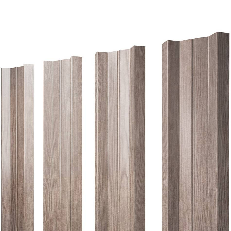 Штакетник М-образный Grand Line Print Elite White Wood TwinColor фигурный резка 0,45 мм