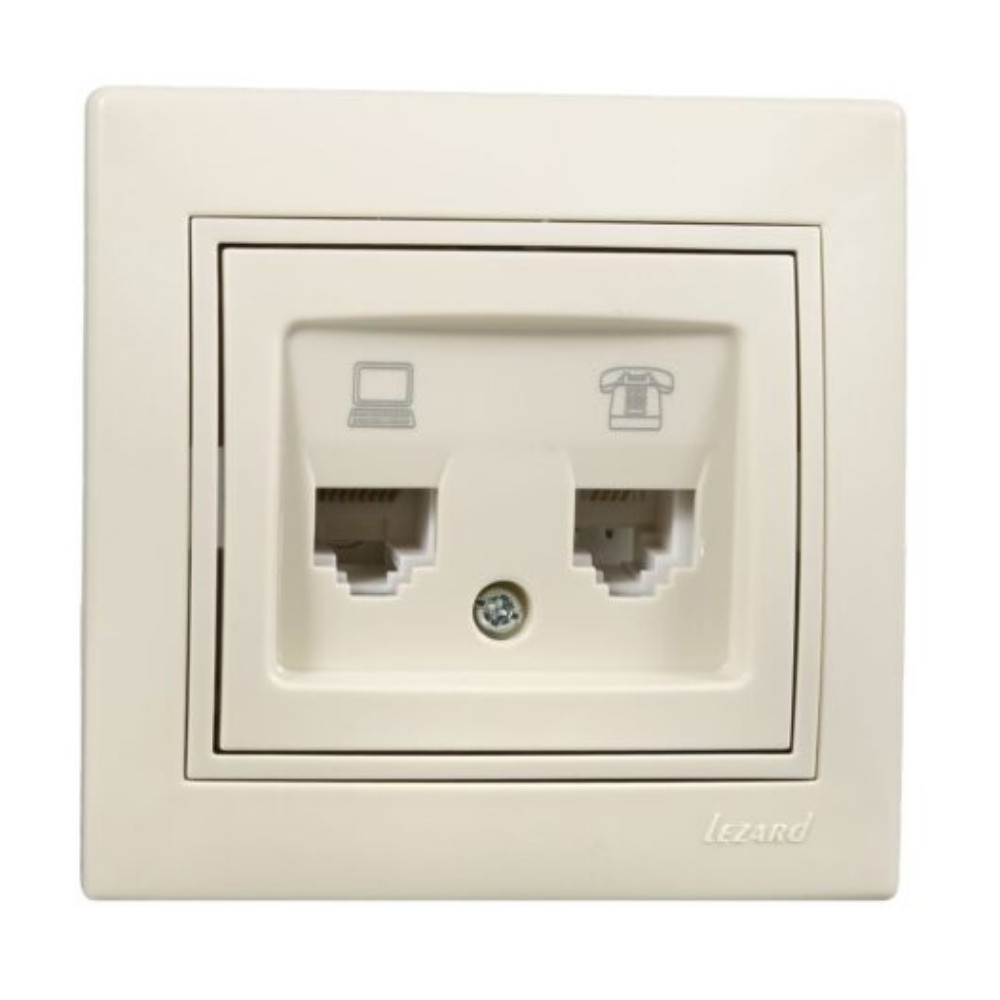 Розетка Lezard Mira 701-0303-143 RJ45 CAT5 RJ11 крем