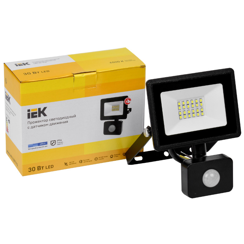 Прожектор светодиодный IEK СДО 06-30Д LPDO602-30-65-K02 с датчиком движения IP54 6500K