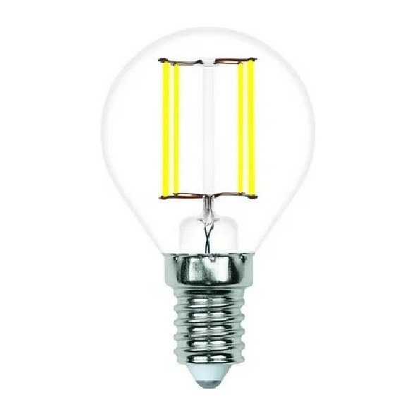 Лампа светодиодная Volpe LED-G45-4W/4000K/E14/CL/SLF шар Е14 4Вт 4000K