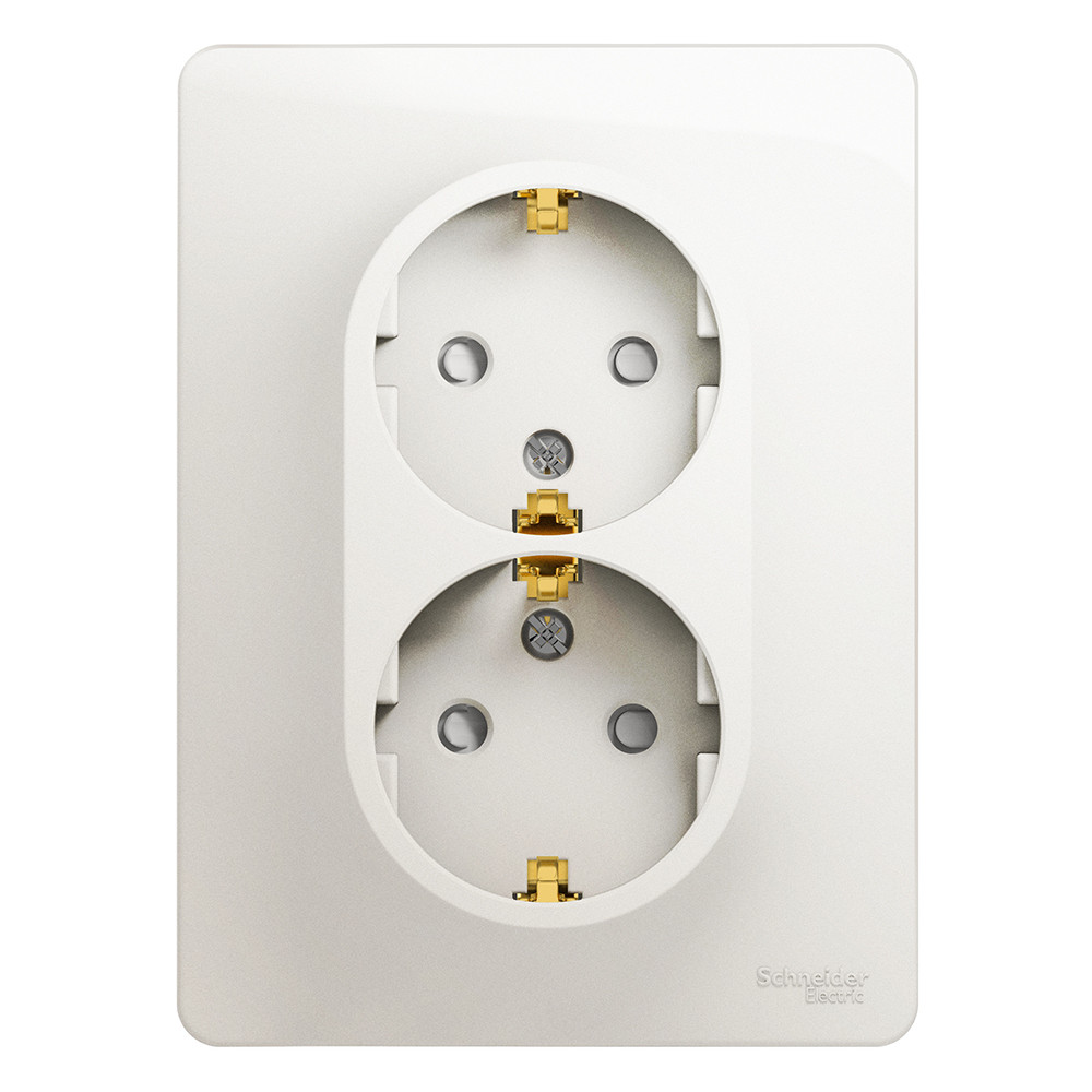 Розетка Schneider Electric Glossa GSL000626 двухместная с заземлением и защитными шторками перламутр