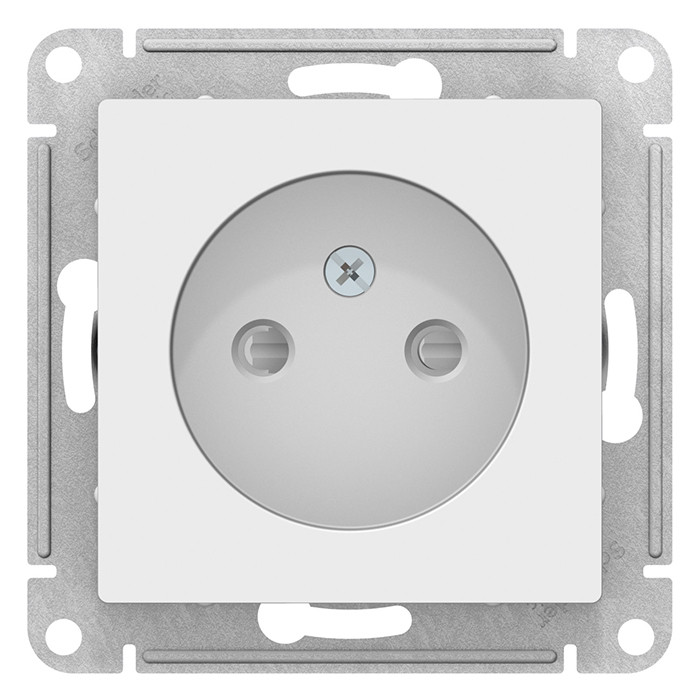 Механизм розетки Schneider Electric AtlasDesign ATN000149 одноместный без заземления с защитными шторками белый