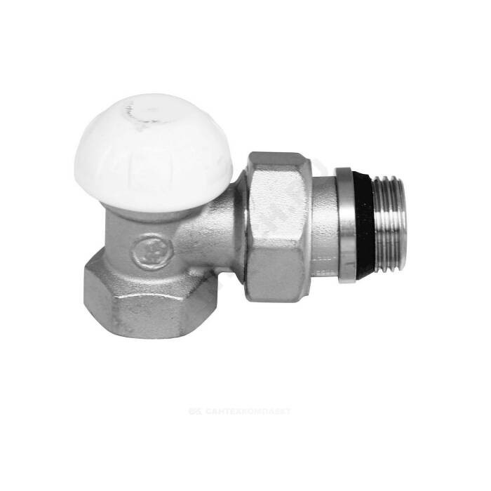 Клапан запорный для радиатора R14TG Ду 25 Ру16 ВР угловой Giacomini R14X035