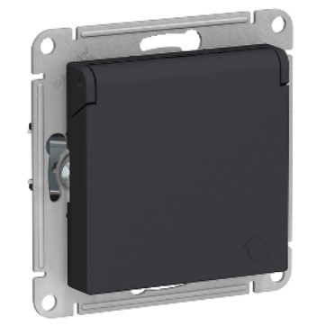 Механизм розетки Schneider Electric AtlasDesign ATN001046 одноместный с заземлением защитными шторками и крышкой карбон