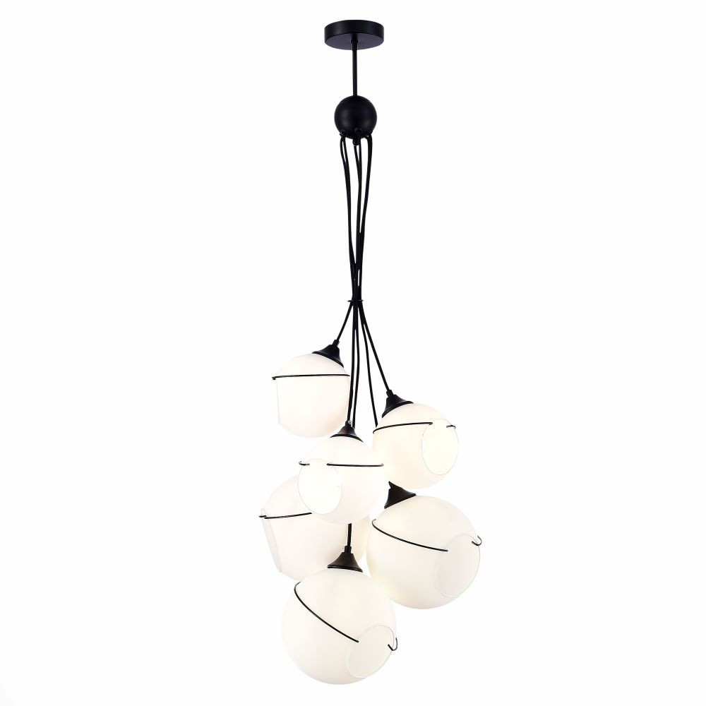 Светильник подвесной Evoluce Satturo SLE103143-06 E27 60W черный/белый