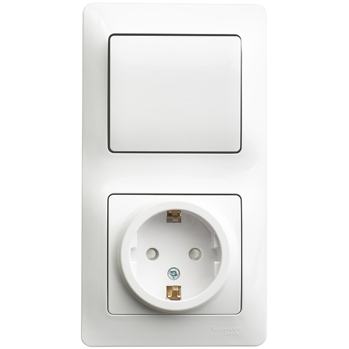 Блок розетки с выключателем Schneider Electric Glossa GSL000170 одноклавишный белый