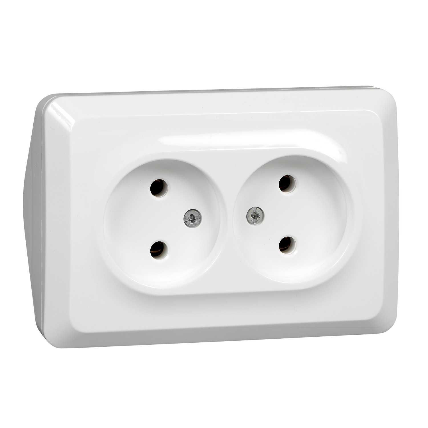 Розетка угловая Schneider Electric Этюд PA16-105B двухместная 16 А IP 20 белая