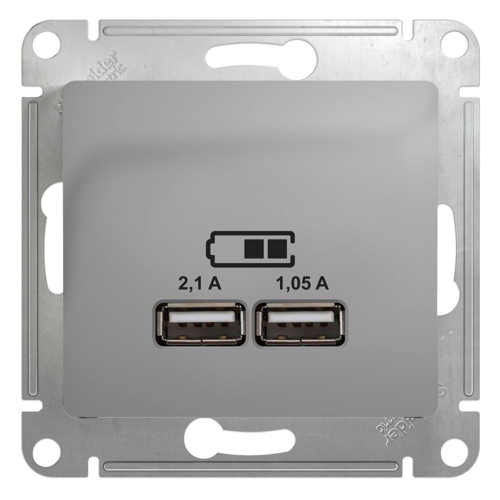 Механизм USB розетки Schneider Electric Glossa GSL000333 Алюминий