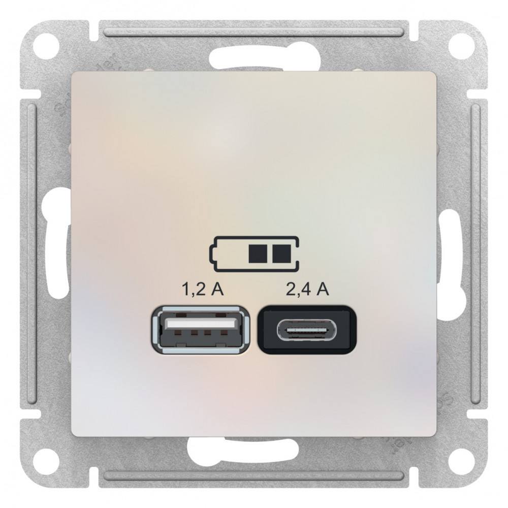 Механизм USB розетки Schneider Electric AtlasDesign ATN000439 двойной жемчуг