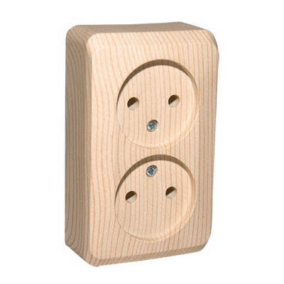 Розетка Schneider Electric Этюд Дача PA16-005d двухместная сосна