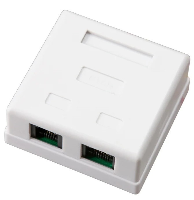 Розетка телефонная и сетевая LAN Rexant 06-0106-C гнездо 8Р8С (RJ-45) + гнездо 6Р4С (RJ-11)