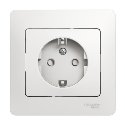 Розетка Schneider Electric Glossa GSL000144 одноместная с заземлением и защитными шторками белая