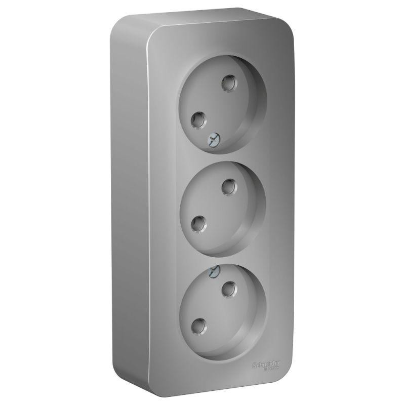 Розетка Schneider Electric Blanca BLNRA000313 треместная с изолирующей пластиной алюминий