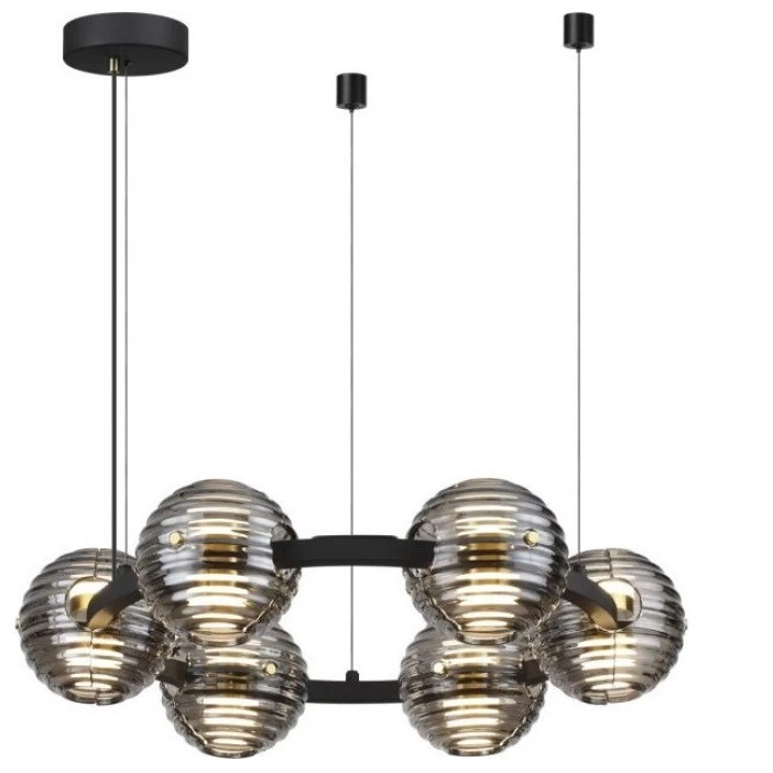 Люстра Odeon Light Troni L-Vision ODL24 427 5041/60L 4000К 60W черный/золото/дымчатый