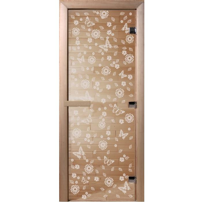 Дверь для бани Doorwood DW00971 800х2000 мм прозрачная Весна цветы